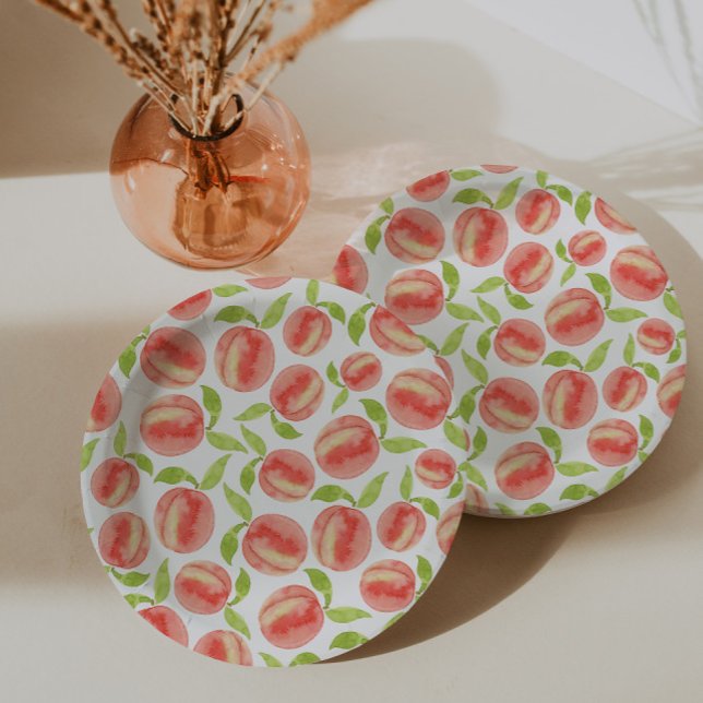 Sweet Watercolor Peach Pattern  Paper Plates (Creator Uploaded)