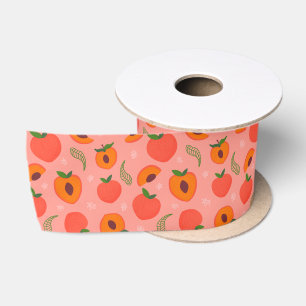 Sweet Watercolor Peach Pattern Satin Ribbon