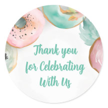 Sweet Watercolor Pink Donut Sticker