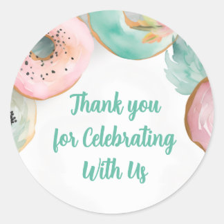 Sweet Watercolor Pink Donut Sticker