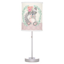 Sweet Watercolor Raccoon Baby Nursery Table Lamp