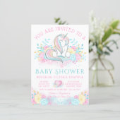 Sweet Watercolor Unicorn Baby Shower Invitation (Standing Front)