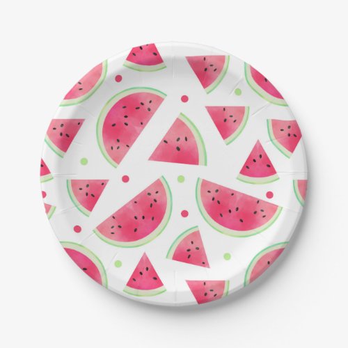 Sweet Watercolor Watermelon Pattern Paper Plates