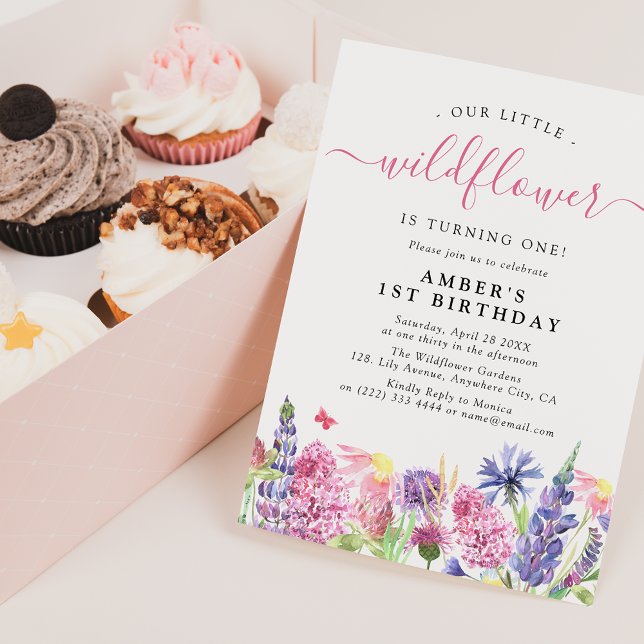 Sweet Watercolor Wildflower 1st Birthday Invitation (Creator Uploaded)