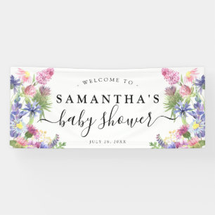 Sweet Watercolor Wildflower Baby Shower Banner