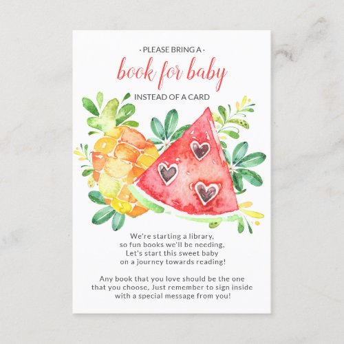 Sweet Watermelon Baby Shower Book for Baby Card