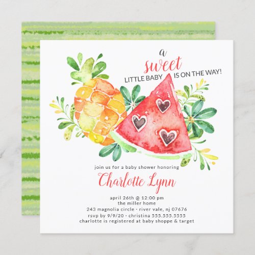 Sweet Watermelon Baby Shower Invitation