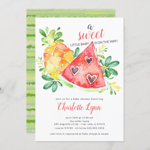 Sweet Watermelon Baby Shower Invitation