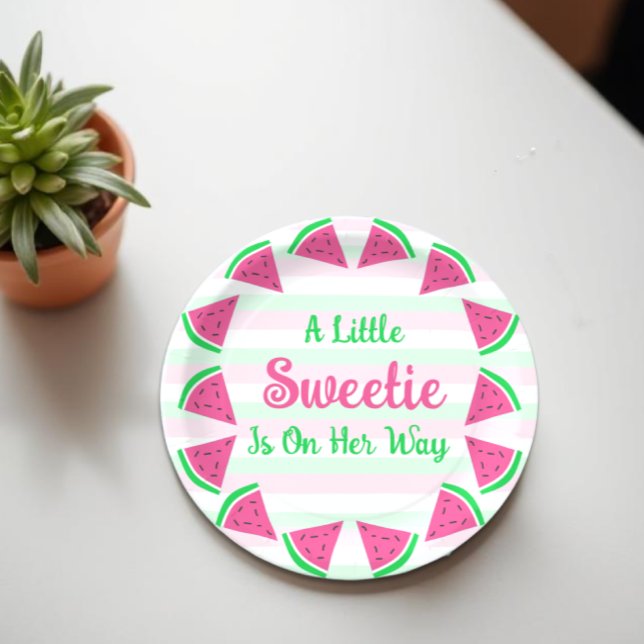 Sweet Watermelon Baby Shower Paper Plates (Creator Uploaded)
