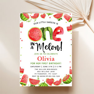 Sweet Watermelon Birthday 1st Birthday Party Invitation