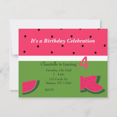 Sweet Watermelon Birthday Invitation