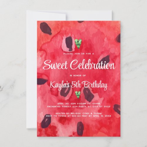 Sweet Watermelon Birthday Invitations