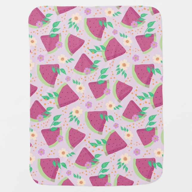 Sweet Watermelon Blooms Baby Blanket (Front)