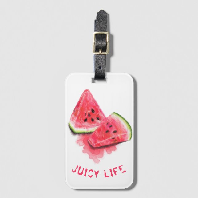 Sweet Watermelon Funny Luggage Tag - Custom Text (Front Vertical)