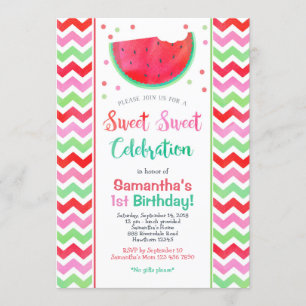 Sweet Watermelon Girl Birthday Party Invitation