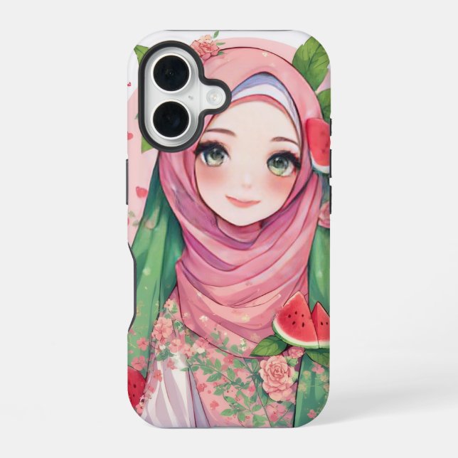 Sweet Watermelon Girl – Cute Anime iPhone 15 Case (Back)