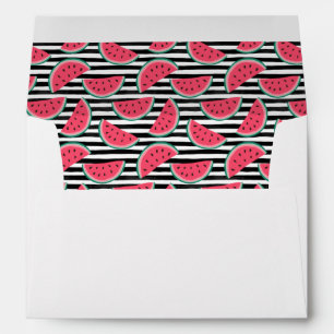 Sweet Watermelon on Stripes Black & White Pattern Envelope