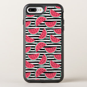 Sweet Watermelon on Stripes Black & White Pattern OtterBox Symmetry iPhone 8 Plus/7 Plus Case