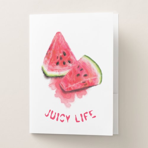 Sweet Watermelon Pocket Folder - Custom Text