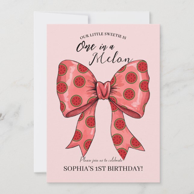 Sweet Watermelon Ribbon Summer Invitation (Front)