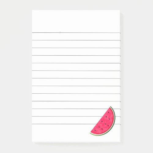 Sweet Watermelon Slice Drawing Lined Post_it Notes