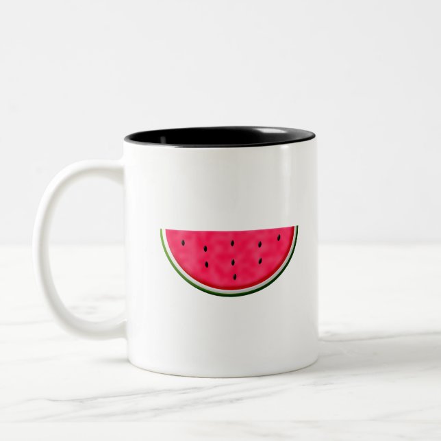 Sweet Watermelon Slice Drawing Two-Tone Coffee Mug (Left)