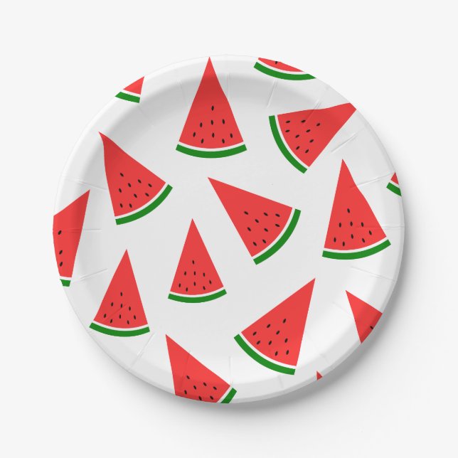 Sweet Watermelon Slice Pattern Paper Plates (Front)