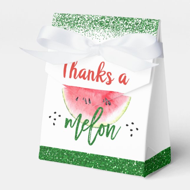 Sweet Watermelon Thanks a Melon Birthday Thank You Favor Boxes (Front Side)