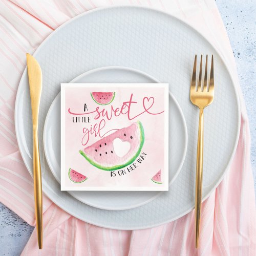 Sweet Watermelon Watercolor Baby Shower Napkins