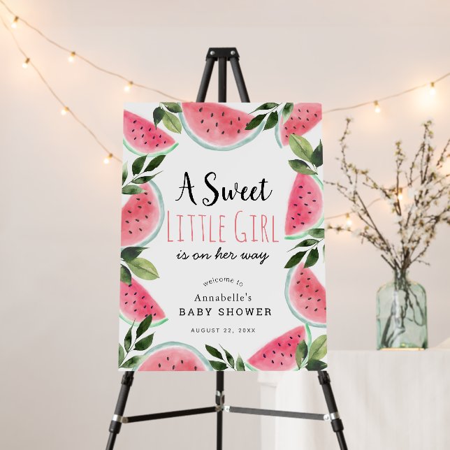 Sweet Watermelon Watercolor Baby Shower Welcome Foam Board (In Situ (Stand))