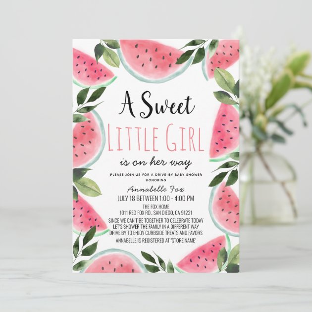 Watermelon baby shop shower invites