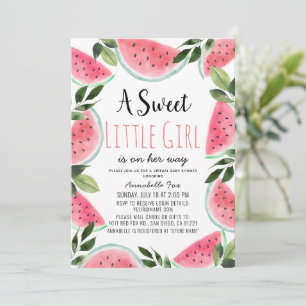 Sweet Watermelon Watercolor Virtual Baby Shower Invitation
