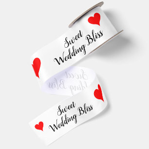 Sweet Wedding Bliss Red Hearts 3" Satin Ribbon