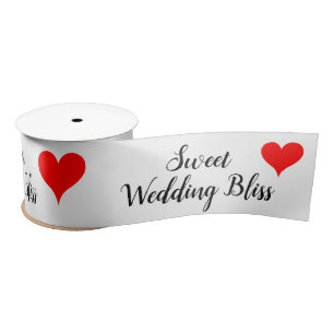 Sweet Wedding Bliss Red Hearts Satin Ribbon