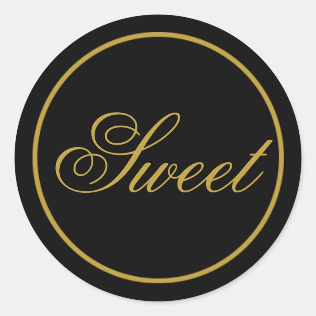 "Sweet" Wedding Sticker - Black Gold (Front)