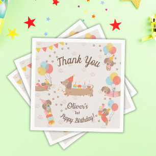 Sweet Weiner Puppy Birthday Party Thank You Napkins