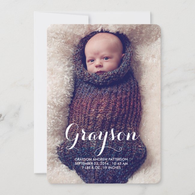 Sweet Welcome Two Photo Modern Birth Announcement