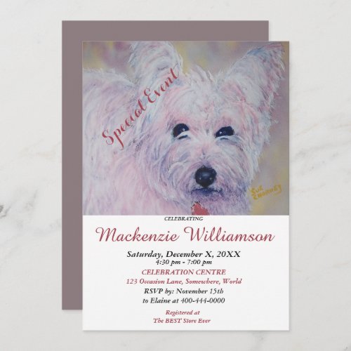 SWEET WESTIE WISHES HAPPY BIRTHDAY INVITATION