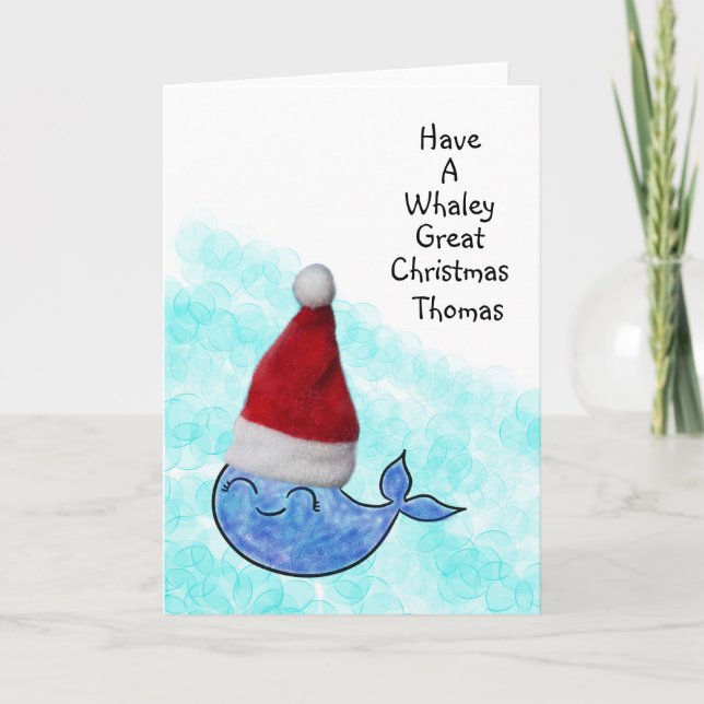 Sweet Whale Kids Customizable Christmas Card (Front)