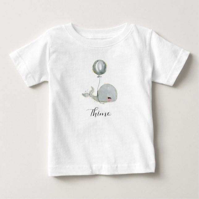 Sweet whale with balloons baby T-Shirt (Front)