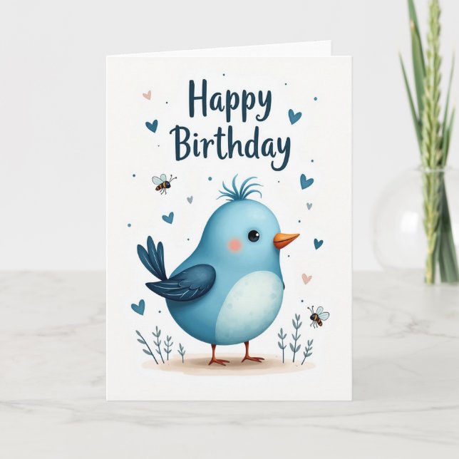 Sweet Whimsical Bird Card (Front)
