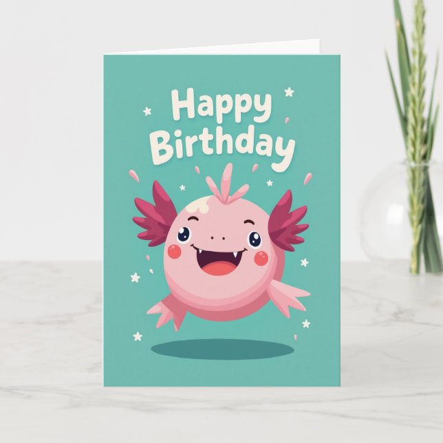 Sweet Whimsical Creature Birthday Card (Front)