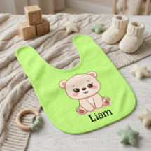Sweet Whimsical Forest Bear | Modern Sage Green 