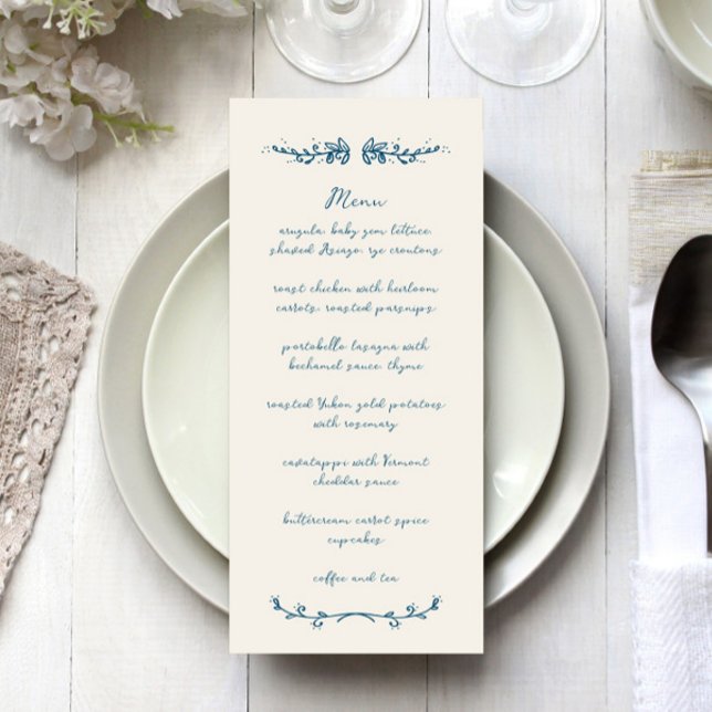 Sweet Whimsical Handwritten Illustrated Wedding Menu (Creator Uploaded)