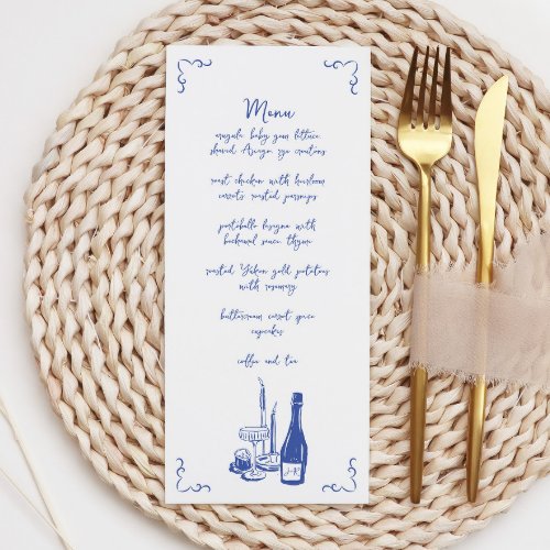 Sweet Whimsical Handwritten Illustrated Wedding Menu