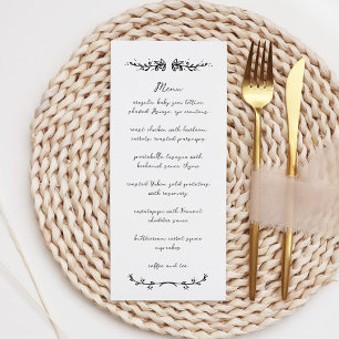 Sweet Whimsical Handwritten Illustrated Wedding Menu