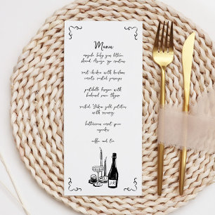 Sweet Whimsical Handwritten Illustrated Wedding Menu