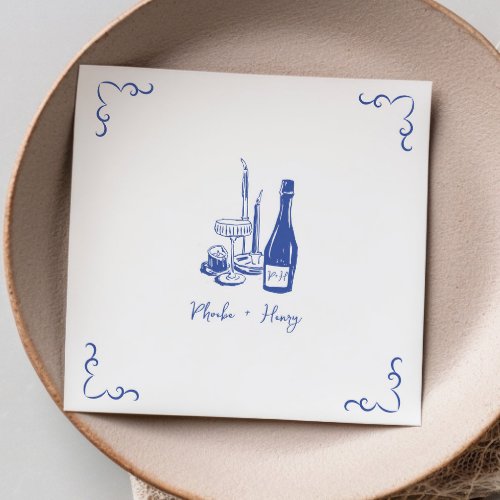 Sweet Whimsical Handwritten Illustrated Wedding Napkins