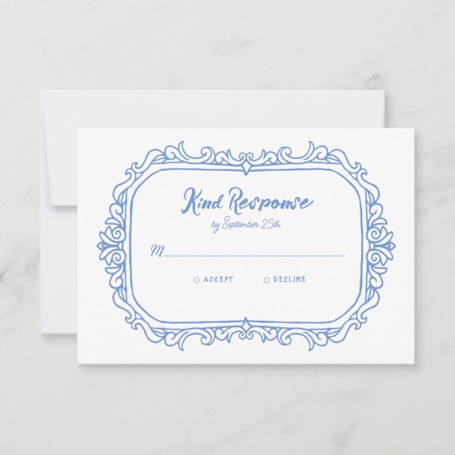 Sweet Whimsical Handwritten Illustrated Wedding RSVP Card (Front)