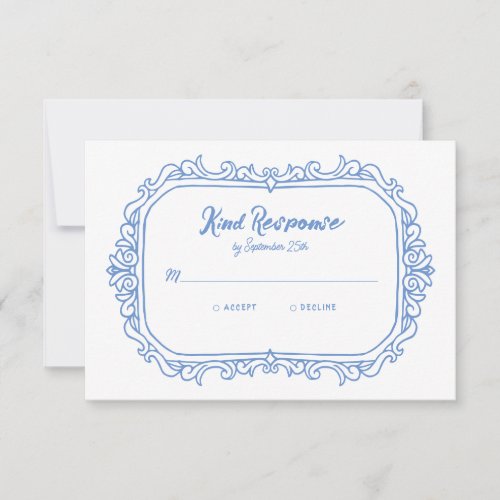 Sweet Whimsical Handwritten Illustrated Wedding RSVP Card